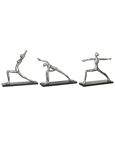 Figurine Décorative DKD Home Decor 33 x 10 x 35 cm Argenté Noir Indien Yoga (3 Unités)