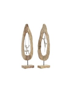 Figurine Décorative DKD Home Decor Marron Argenté Naturel 18 x 9 x 62 cm (2 Unités)