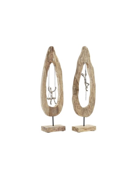 Figurine Décorative DKD Home Decor Marron Argenté Naturel 18 x 9 x 62 cm (2 Unités)