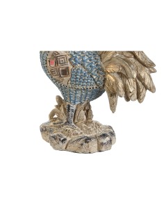 Figurine Décorative DKD Home Decor 14,3 x 7,5 x 20 cm Bleu Turquoise Coq Décapé (2 Unités) 2