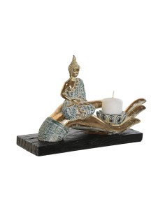 Figurine Décorative DKD Home Decor 25,7 x 8 x 16 cm Bleu Buda Turquoise Oriental Décapé (2 Unités) 2