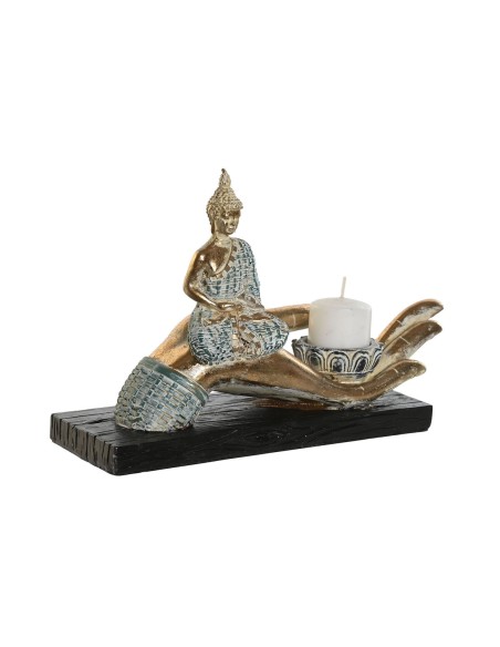 Figurine Décorative DKD Home Decor 25,7 x 8 x 16 cm Bleu Buda Turquoise Oriental Décapé (2 Unités)