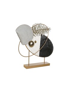 Figurine Décorative DKD Home Decor 56 x 9 x 55 cm Abstrait Noir Doré Blanc Moderne