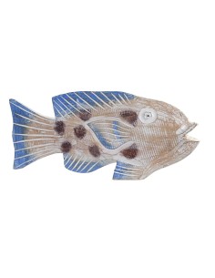 Figurine Décorative DKD Home Decor 40 x 5 x 18 cm Naturel Bleu Poisson méditerranéen