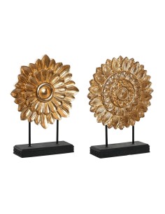 Figurine Décorative DKD Home Decor 25 x 8 x 34 cm Noir Doré Moderne Cercles (2 Unités)