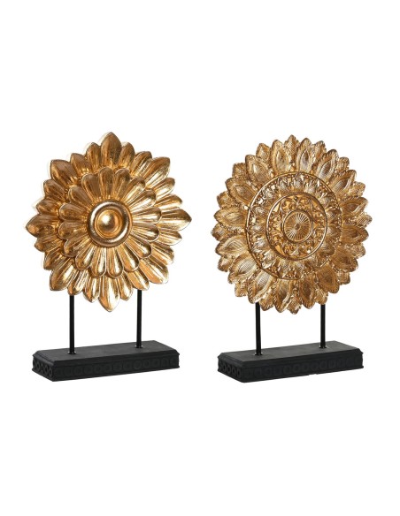 Figurine Décorative DKD Home Decor 25 x 8 x 34 cm Noir Doré Moderne Cercles (2 Unités)