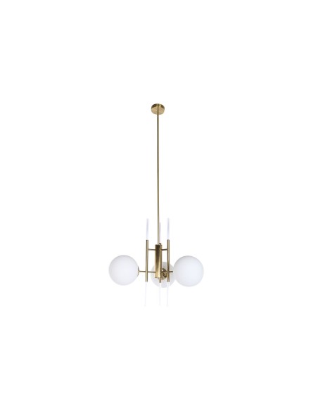 Suspension DKD Home Decor 64 x 64 x 64 cm Verre Doré Métal Blanc 50 W
