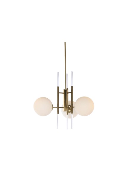 Suspension DKD Home Decor 64 x 64 x 64 cm Verre Doré Métal Blanc 50 W