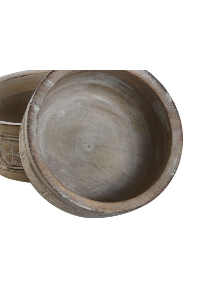 Centre de Table DKD Home Decor Blanc Naturel Indien 30,5 x 30,5 x 12,7 cm (3 Pièces)