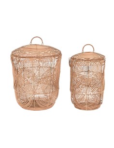 Set de basket DKD Home Decor Naturel Marron Clair Tropical 45 x 45 x 57 cm