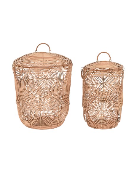 Set de basket DKD Home Decor Naturel Marron Clair Tropical 45 x 45 x 57 cm
