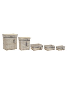Set de basket DKD Home Decor 47 x 35 x 56 cm Polyester Spirales (5 Unités) 2
