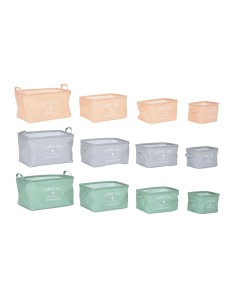 Set de basket DKD Home Decor 39 x 27 x 24 cm Toile Moderne (3 Unités)