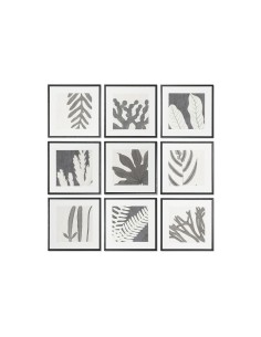 Cadre DKD Home Decor 40 x 4 x 40 cm Feuille d'une plante Urbaine (9 Unités)