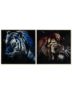 Cadre DKD Home Decor Tigre 80 x 3 x 80 cm Moderne (2 Unités)