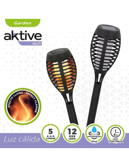 Set de torches de jardin solaires Aktive Plastique 7,5 x 50 x 7,5 cm (4 Unités)