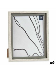 Cadre photo 24 x 2 x 29 cm Verre Gris Bois Marron Plastique (6 Unités)