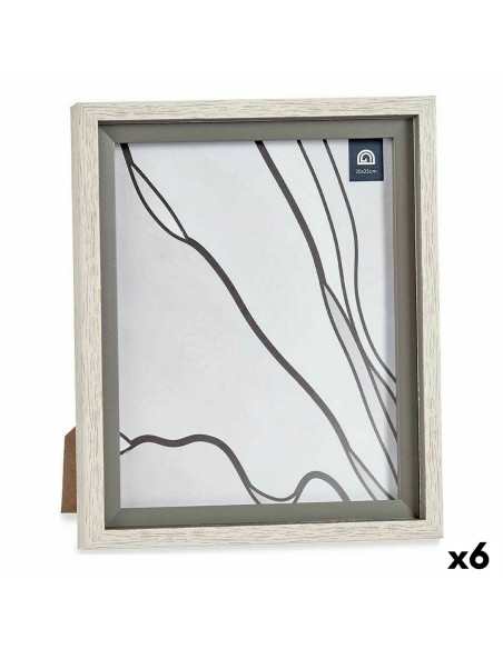 Cadre photo 24 x 2 x 29 cm Verre Gris Bois Marron Plastique (6 Unités)