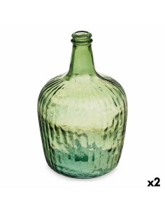 Bouteille 2255/08R-G Vert Rayures 8 L 19,5 x 35,5 x 19,5 cm Décoration (2 Unités)