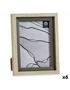 Cadre photo 17 x 2 x 21,8 cm Verre Gris Beige Plastique (6 Unités)