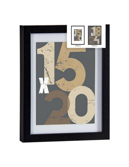 Cadre photo 20,5 x 2,5 x 26,5 cm Noir verre Bois MDF (6 Unités)