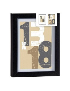 Cadre photo 18 x 23 x 2,5 cm Noir verre Bois MDF (6 Unités) 2