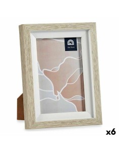 Cadre photo 13,5 x 18,8 x 2 cm Verre Beige Blanc Plastique (6 Unités)