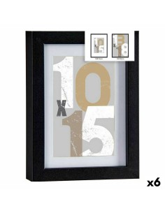 Cadre photo 16 x 21 x 2,5 cm Noir verre Bois MDF (6 Unités)