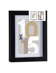 Cadre photo 16 x 21 x 2,5 cm Noir verre Bois MDF (6 Unités) 2