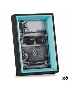 Cadre photo 3 x 17 x 12 cm Verre Noir Bleu Bois MDF (6 Unités)