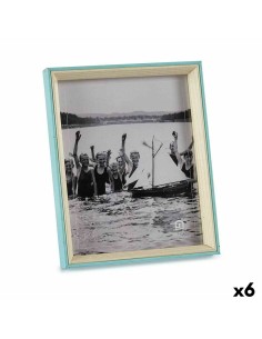 Cadre photo Verre Bleu Blanc 3 x 27 x 22 cm Bois MDF (6 Unités)