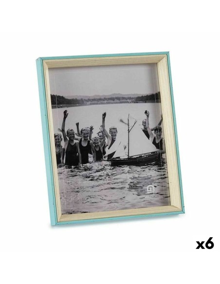Cadre photo Verre Bleu Blanc 3 x 27 x 22 cm Bois MDF (6 Unités)