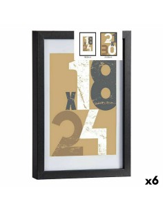 Cadre photo 24 x 2,5 x 32,5 cm Noir verre Bois MDF (6 Unités)