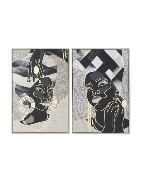 Cadre DKD Home Decor Africaine Tropical 84 x 4,5 x 123 cm (2 Unités)