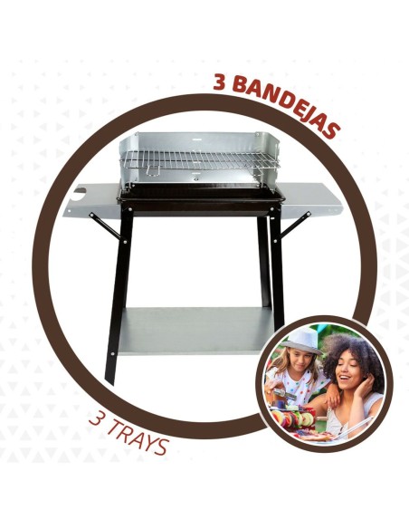 Roues de barbecue au charbon de bois Aktive Métal émaillé 90 x 85 x 32 cm Noir