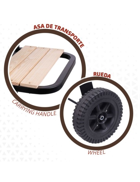 Roues de barbecue au charbon de bois Aktive Métal émaillé 100,5 x 88,5 x 40 cm Noir