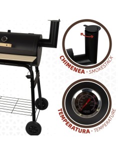 Roues de barbecue au charbon de bois Aktive Acier Plastique Métal émaillé 106 x 106 x 61 cm Noir 2
