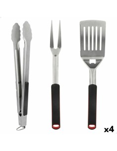 Ensemble d'ustensiles pour barbecue Aktive 3 Pièces Barbecue Acier inoxydable 9 x 41 x 5 cm (4 Unités)
