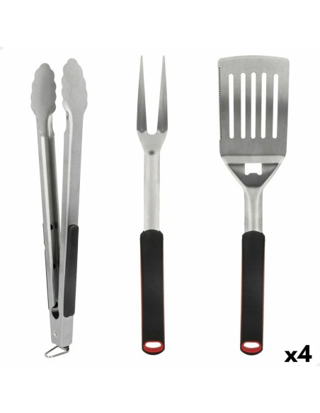 Ensemble d'ustensiles pour barbecue Aktive 3 Pièces Barbecue Acier inoxydable 9 x 41 x 5 cm (4 Unités)