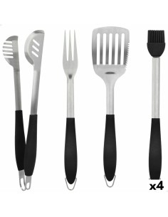 Ensemble d'ustensiles pour barbecue Aktive 4 Pièces Barbecue Acier inoxydable 10 x 42 x 4 cm (4 Unités)