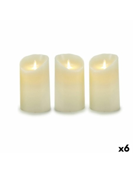 Ensemble de Bougies Oscillant LED Crème 8 x 13 x 8 cm (6 Unités)