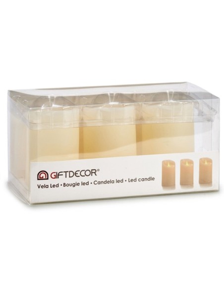 Ensemble de Bougies Oscillant LED Crème 8 x 13 x 8 cm (6 Unités)