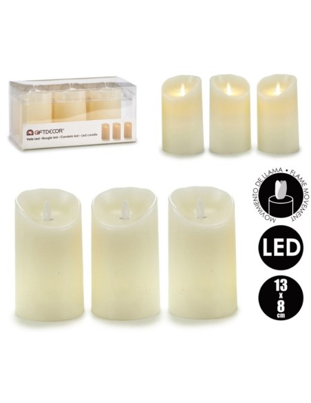 Ensemble de Bougies Oscillant LED Crème 8 x 13 x 8 cm (6 Unités)