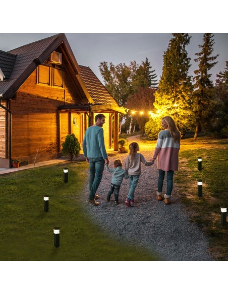 Set de bornes de jardin solaires Aktive 4 Pièces Plastique 6 x 39,5 x 6 cm (4 Unités)