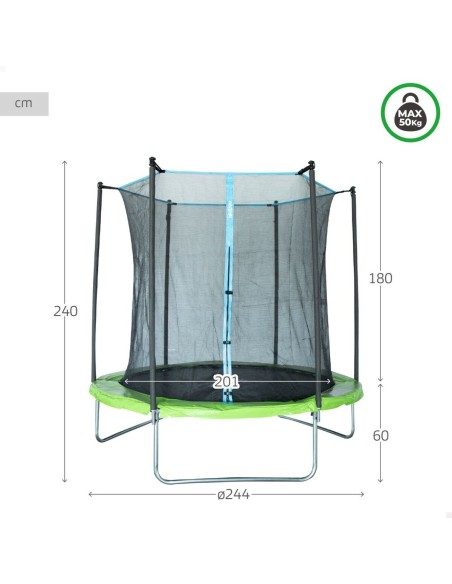 Trampoline pour Enfants avec Filet de Sécurité Aktive 244 x 239 x 244 cm Ø 244 cm