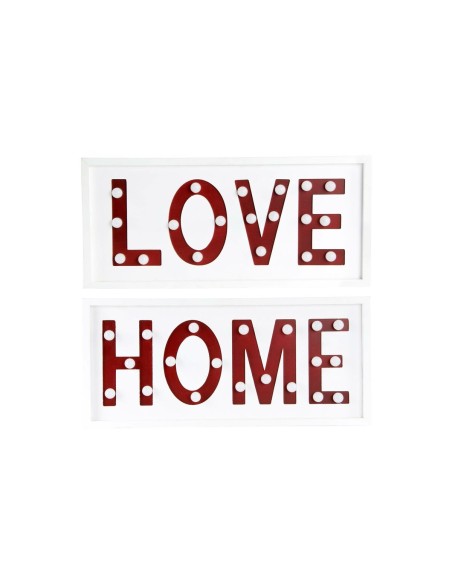 Décoration murale DKD Home Decor Blanc Rouge Urbaine 48 x 4 x 22 cm (2 Unités)