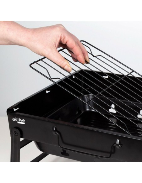 Barbecue Portable Aktive Rectangulaire Noir Acier 40 x 20 x 28 cm