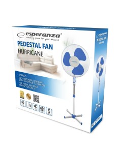 Ventilateur sur Pied Esperanza EHF001WB Bleu Blanc 50 W 2
