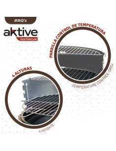 Roues de barbecue au charbon de bois Aktive Métal émaillé 51 x 82 x 51 cm Noir 2