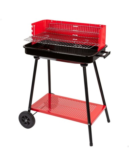 Roues de barbecue au charbon de bois Aktive Acier Plastique Métal émaillé 66 x 85 x 44 cm Rouge